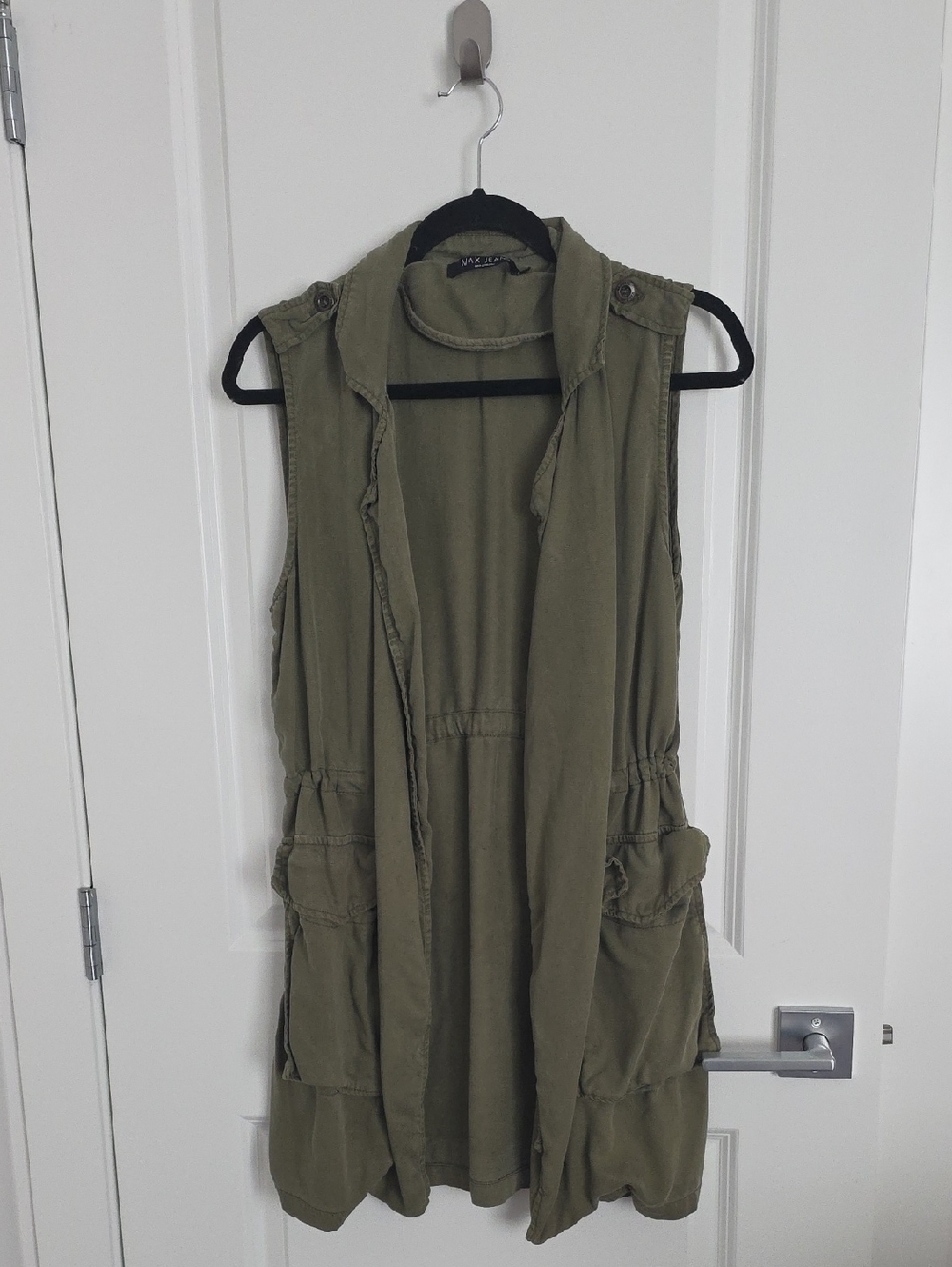 Max Jeans Olive Green Sleeveless Utility Vest